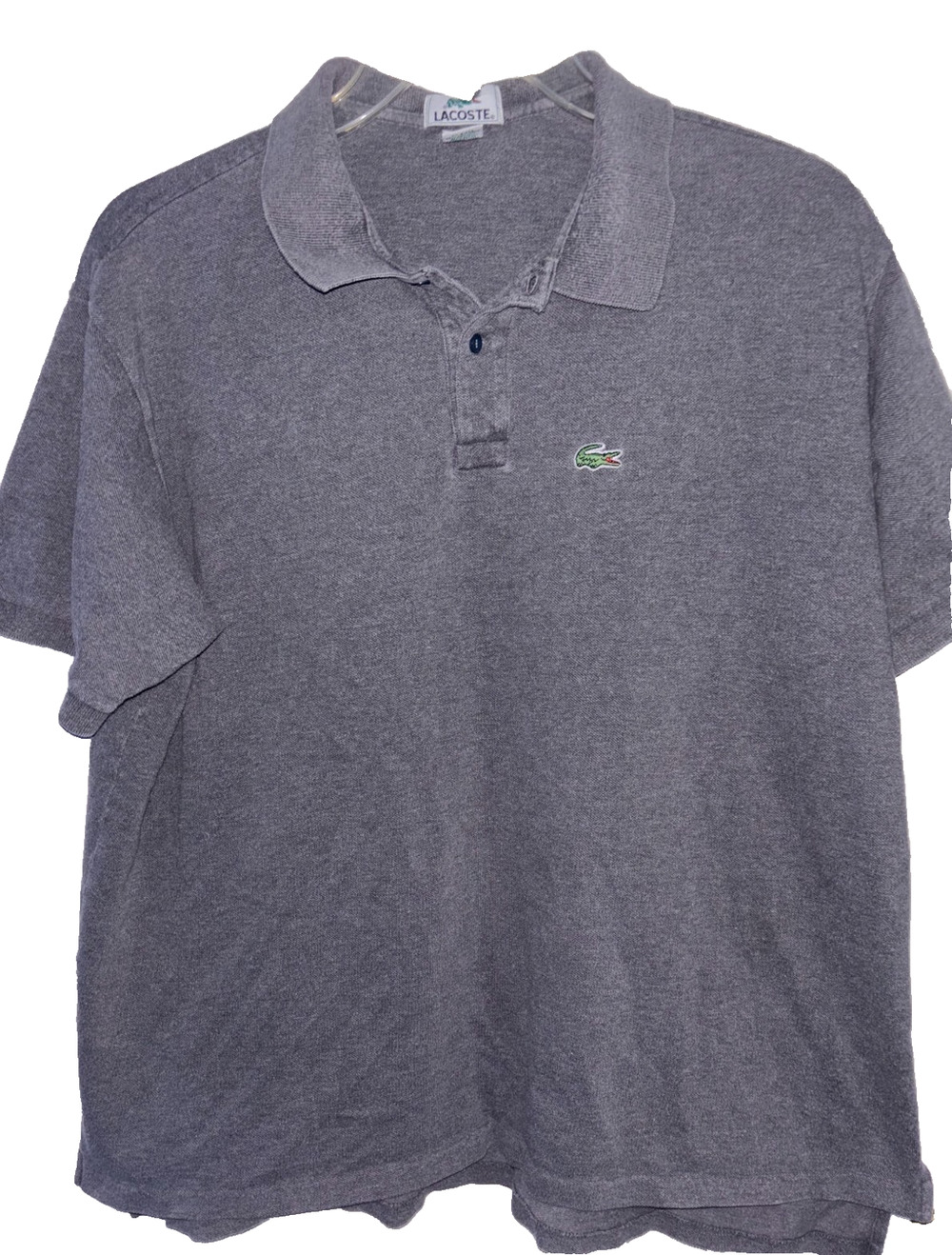 Vintage Lacoste Polo Shirt Mens XXL Gray Pique Made in USA Crocodile Logo Izod